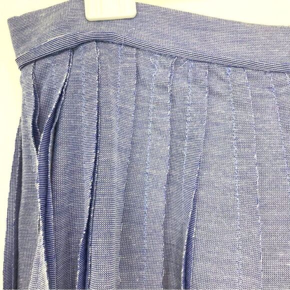 Olive + Oak Blue Raw Edge Cut Pleated Circle Skater Mini Skirt - Picture 6 of 11